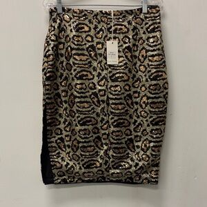 The Sang  Black and Gold Sequin Pencil Skirt.